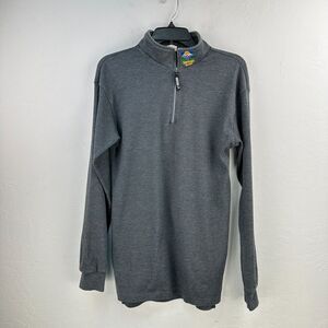 Vtg Kombi Sweater Mens L Gray Quarter Zip Mock Neck Sun Peaks Resort Lightweight
